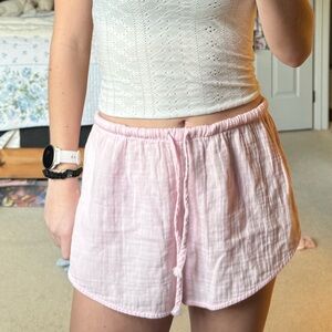 Aritzia Pink Little Moon Linen shorts
